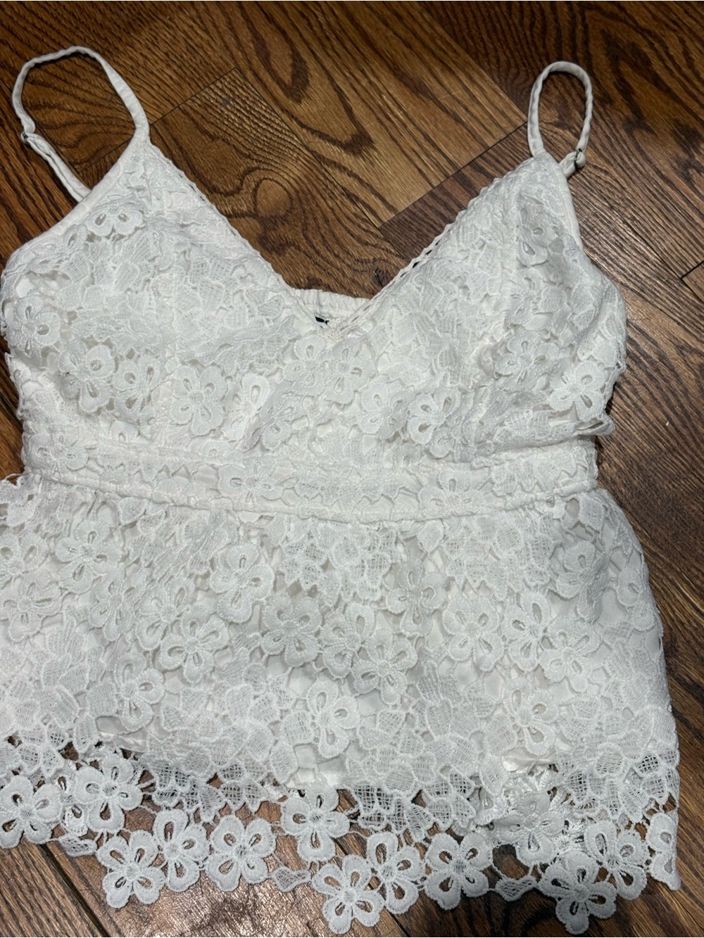 Abercrombie & Fitch White Floral Lace Camisole